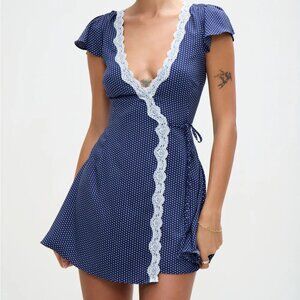 Frankie's Bikini's Lucy Wrap Mini Dress - Dotty
